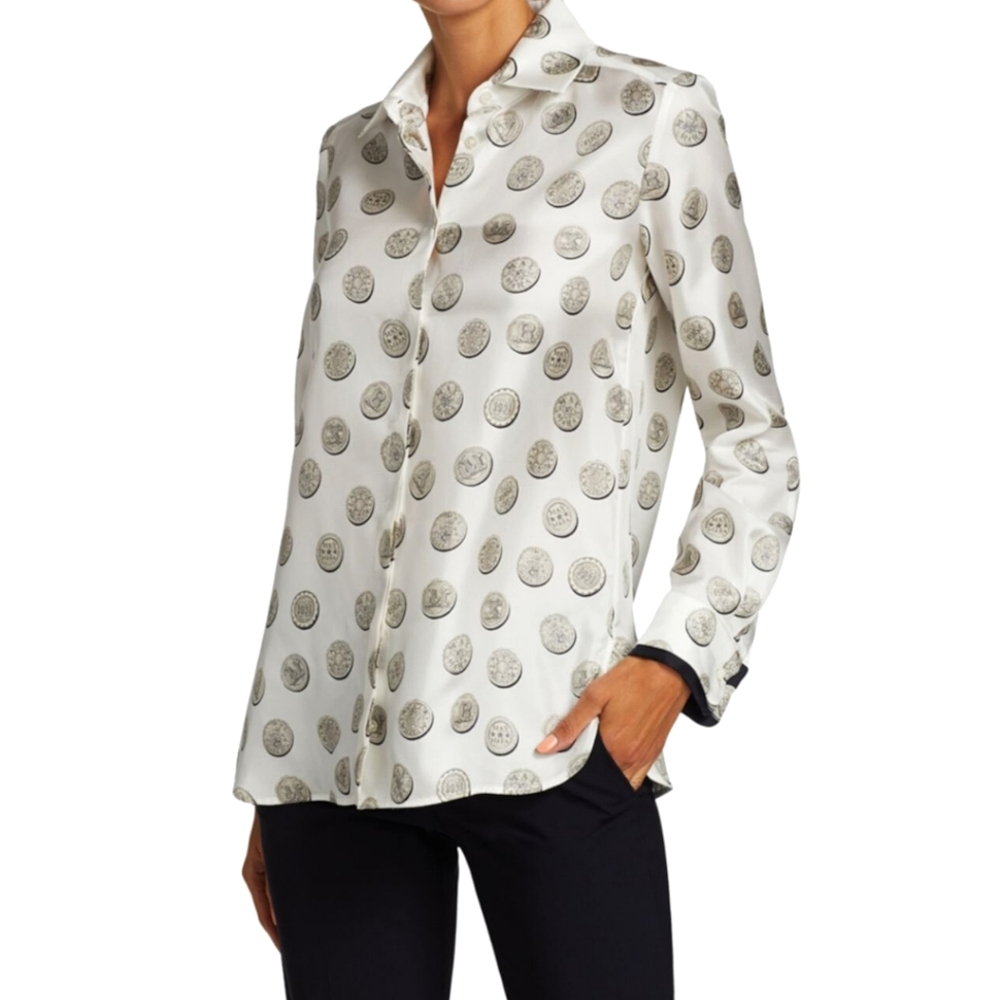 MaxMara Unico Medallion Print Silk Blouse
